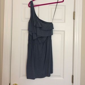 Madewell One Shoulder Ruffle Dress XS Blue